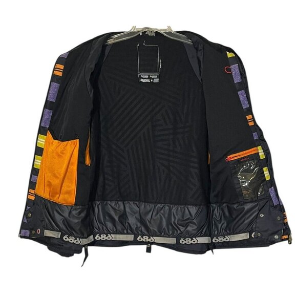 686 Manual Heather Iris Striped Insulated Hooded Zip Ski Snowboard Jacket - Picture 5 of 16